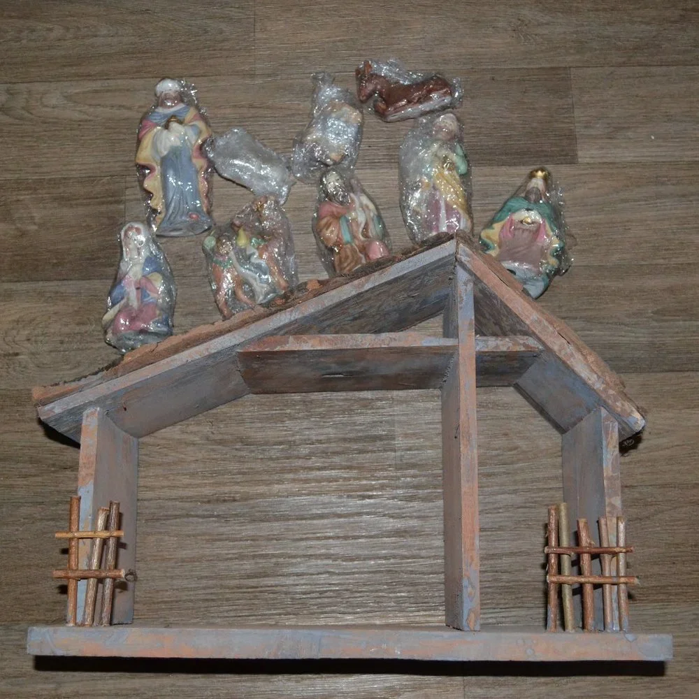 NEW Midwest Nativity Set With Wood Barn Stable Christmas Jesus Birth Christian
